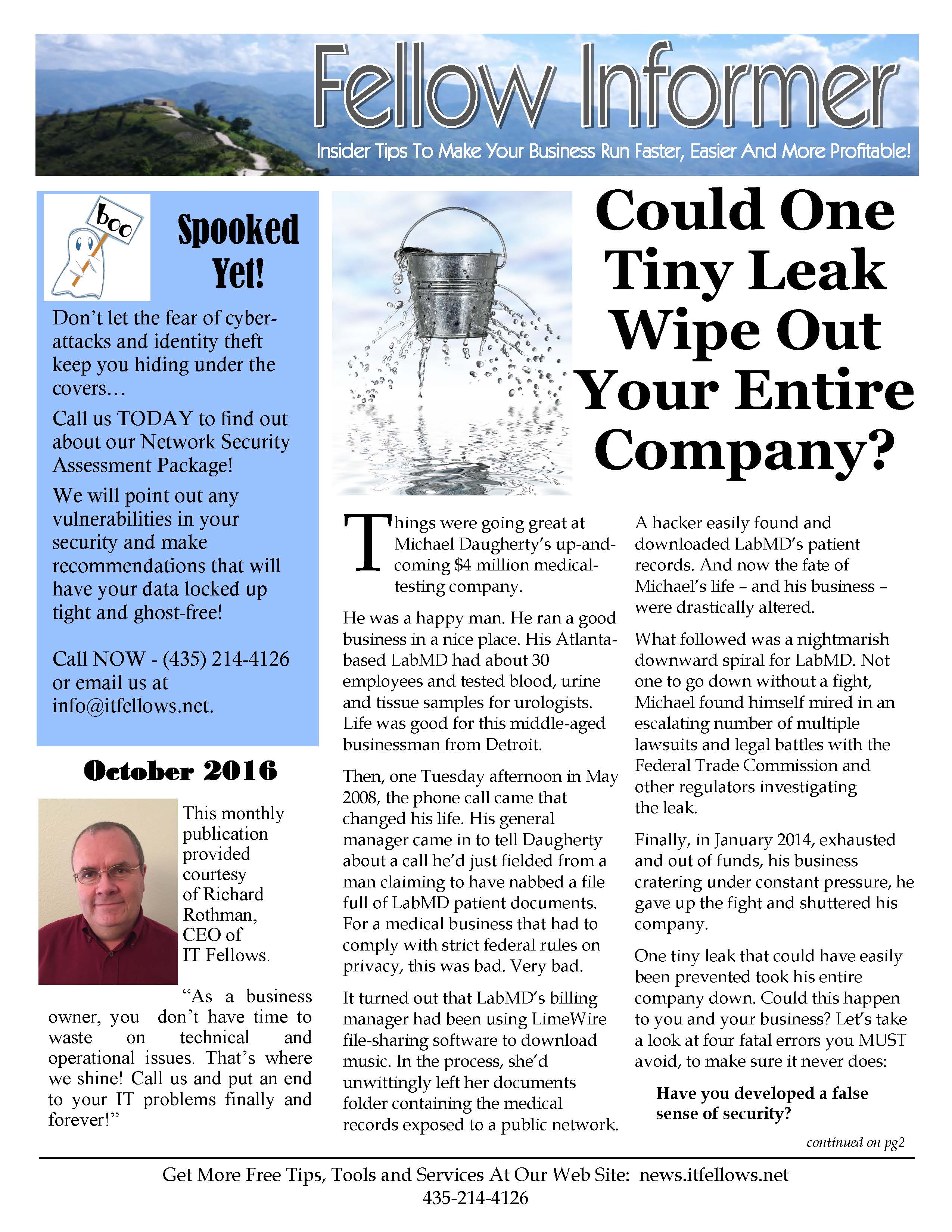 thumbnail of October 2016 Fellow Informer Newsletter