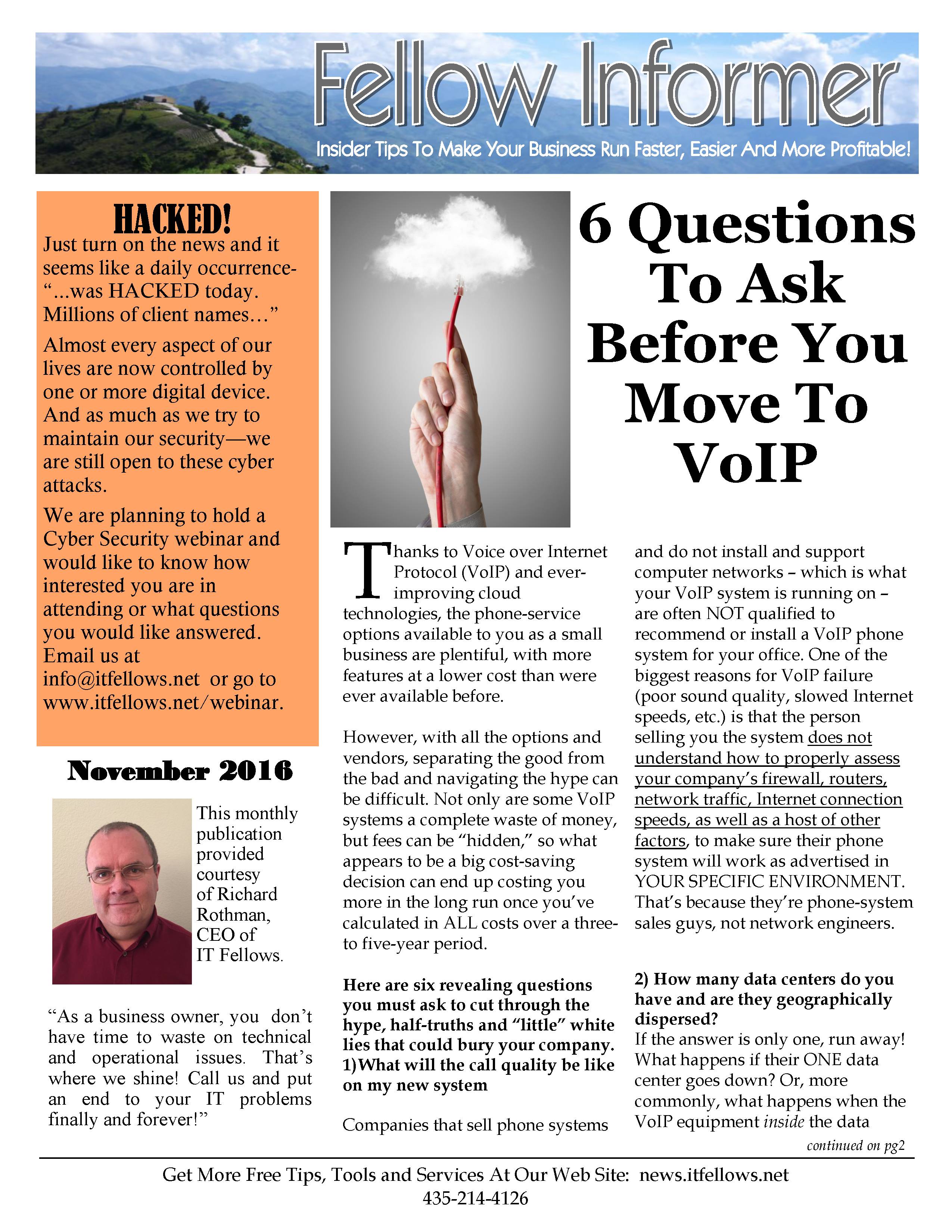 thumbnail of November 2016 Fellow Informer Newsletter