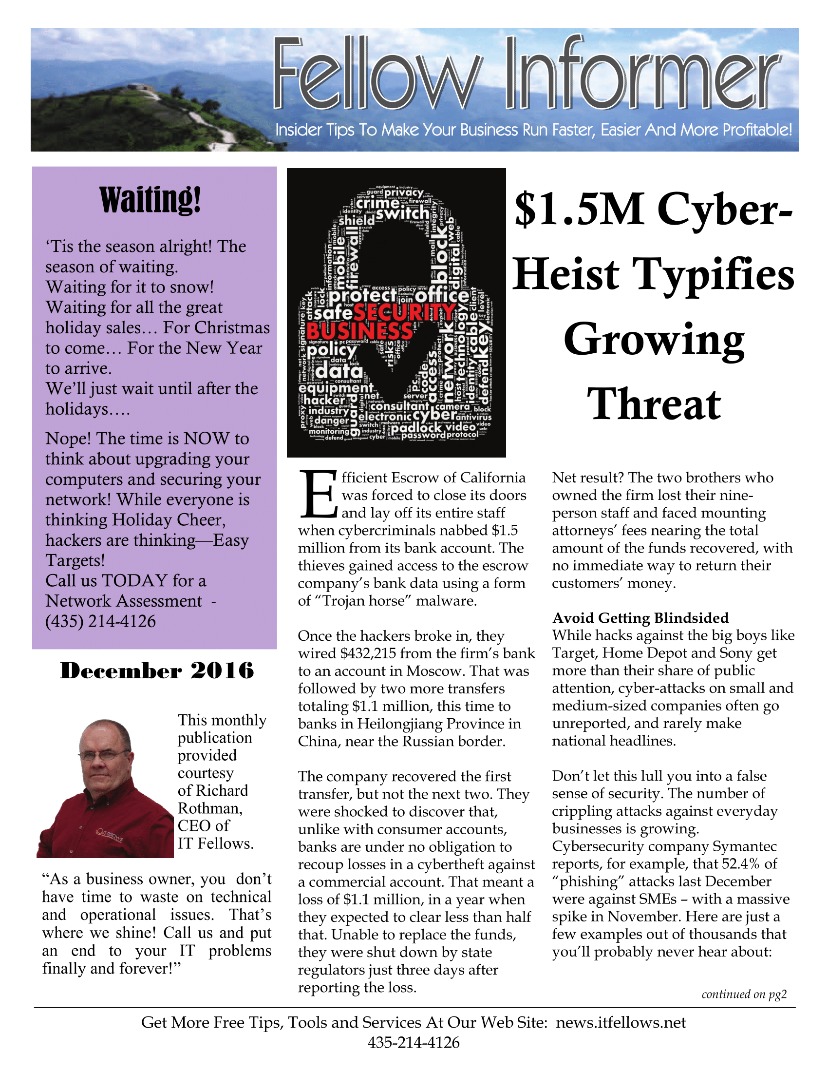 thumbnail of November 2016 Fellow Informer Newsletter