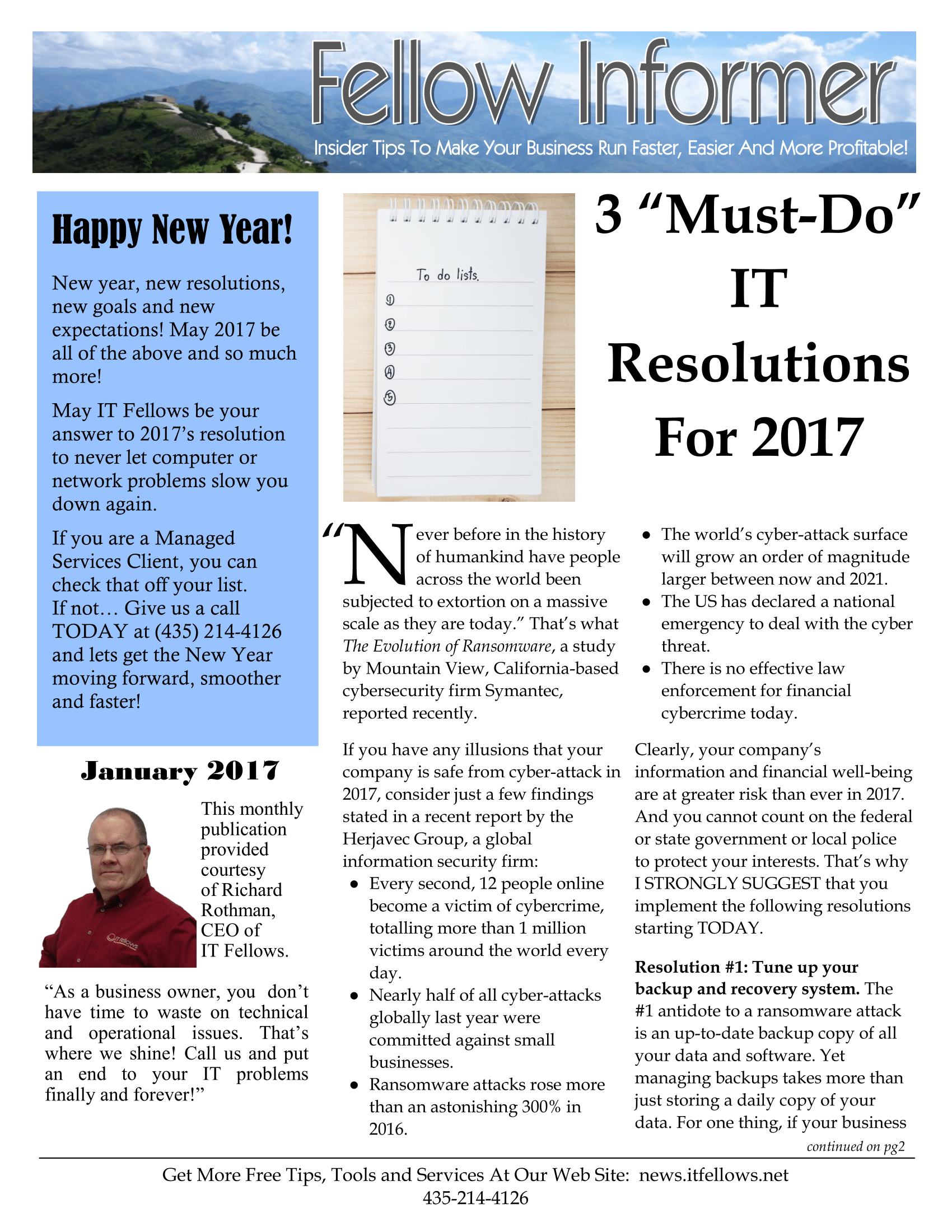 thumbnail of January 2017 Fellow Informer Newsletter