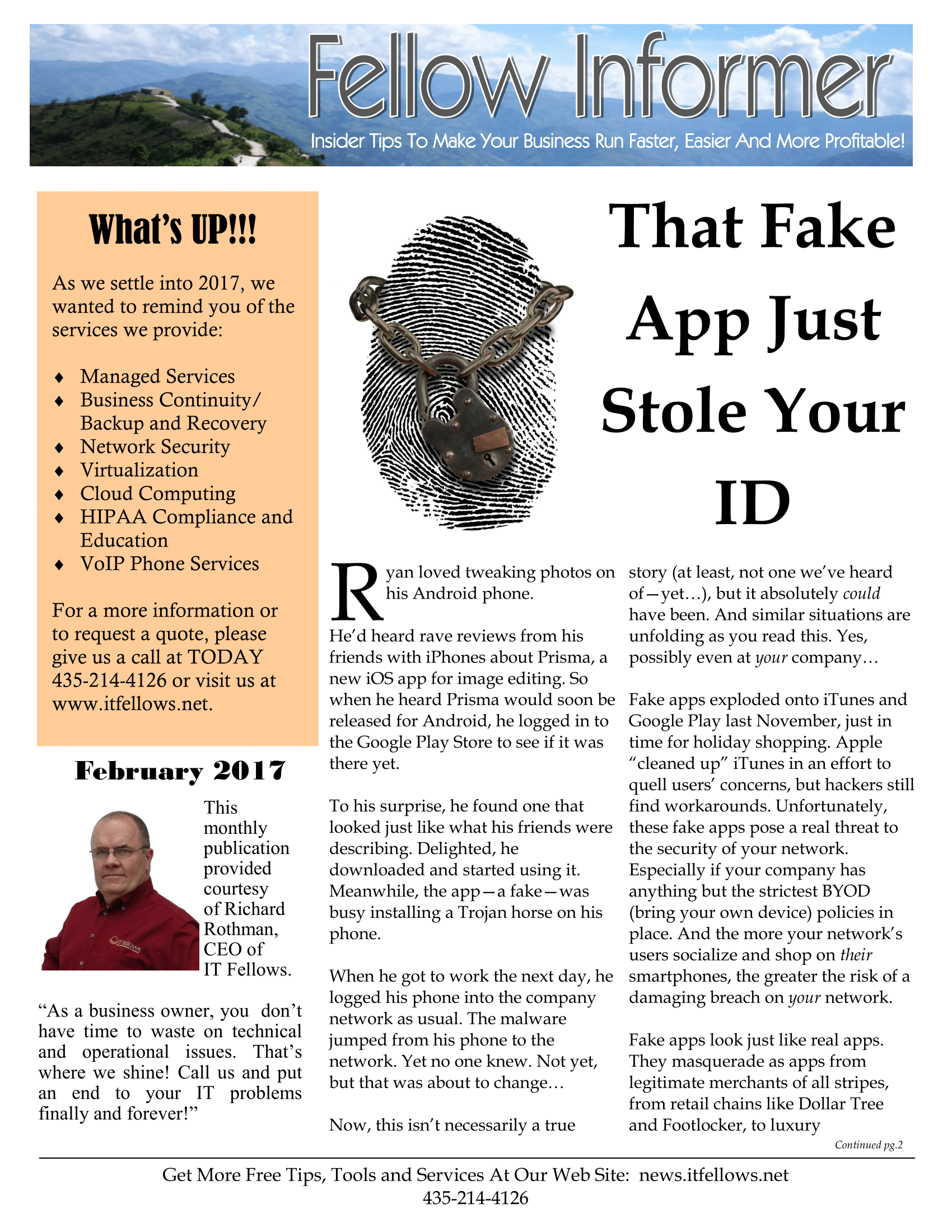 thumbnail of February 2017 Fellow Informer Newsletter