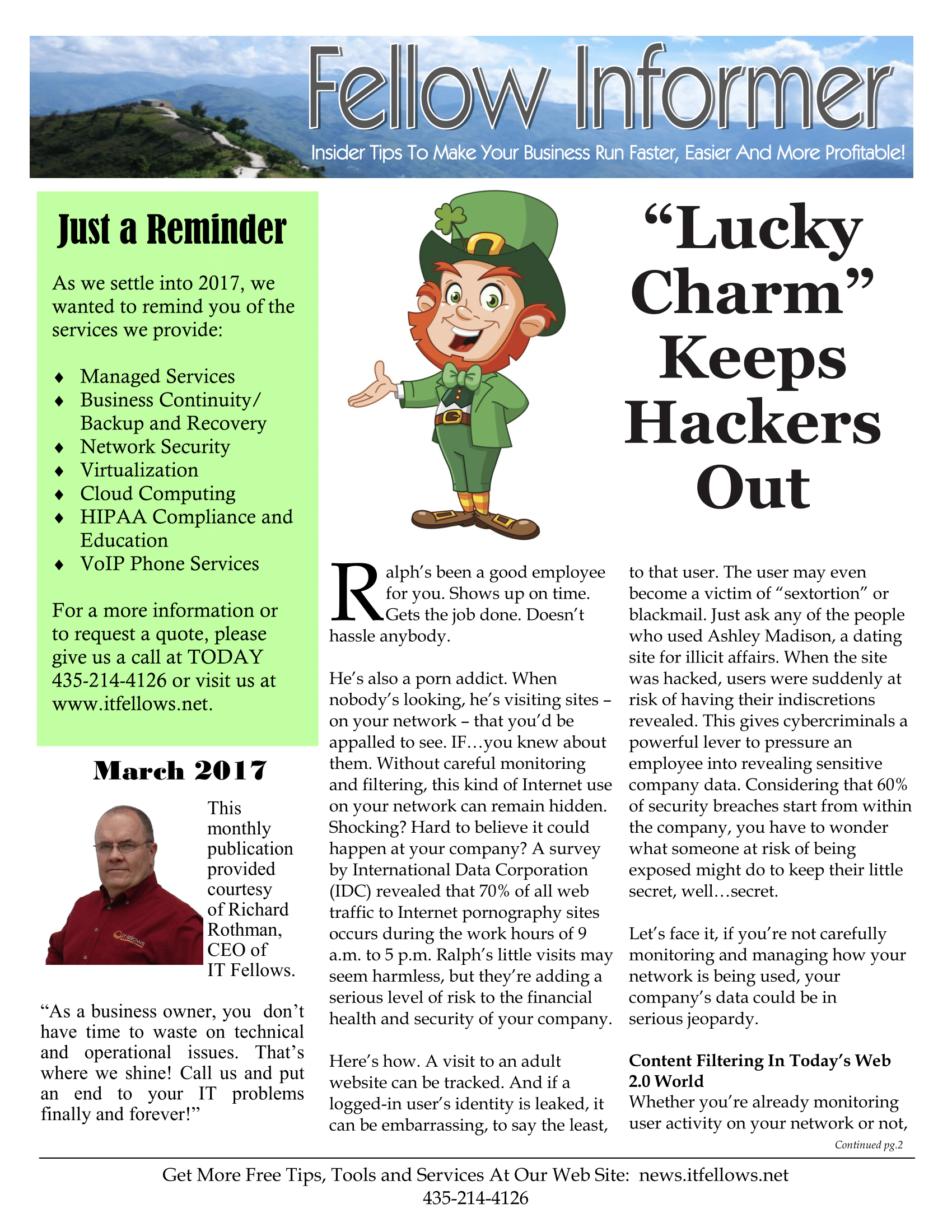 thumbnail of March 2017 Fellow Informer Newsletter